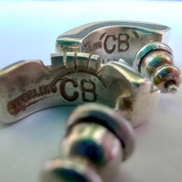 Vintage Charlie Bowie signed earrings with jade and opals - Picture 4 of 5